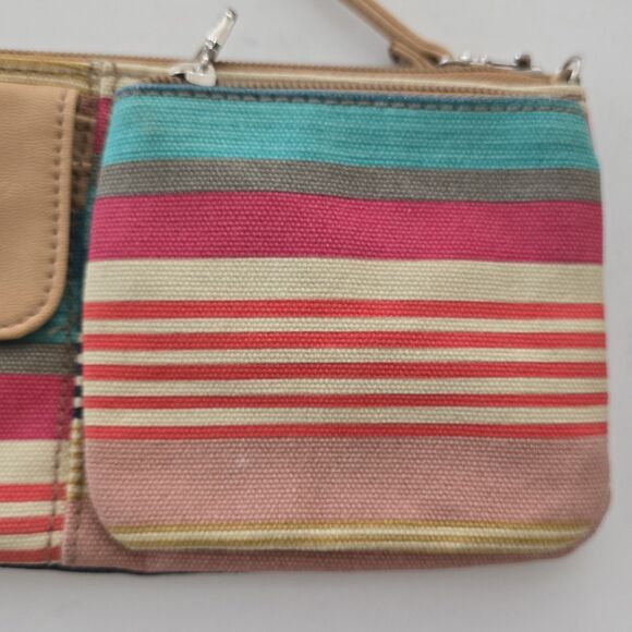 Relic Retro Rainbow Striped Canvas Crossbody Bag Wristlet Colorful Purse - Picture 6 of 13